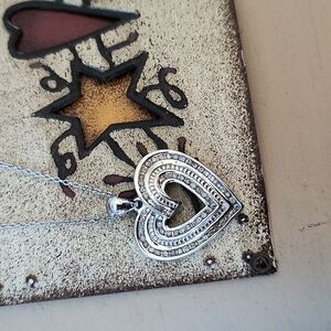 Sterling Silver Diamond Heart Necklace